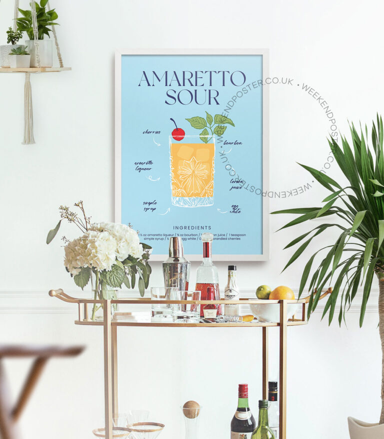Amaretto Sour colorful cocktail poster