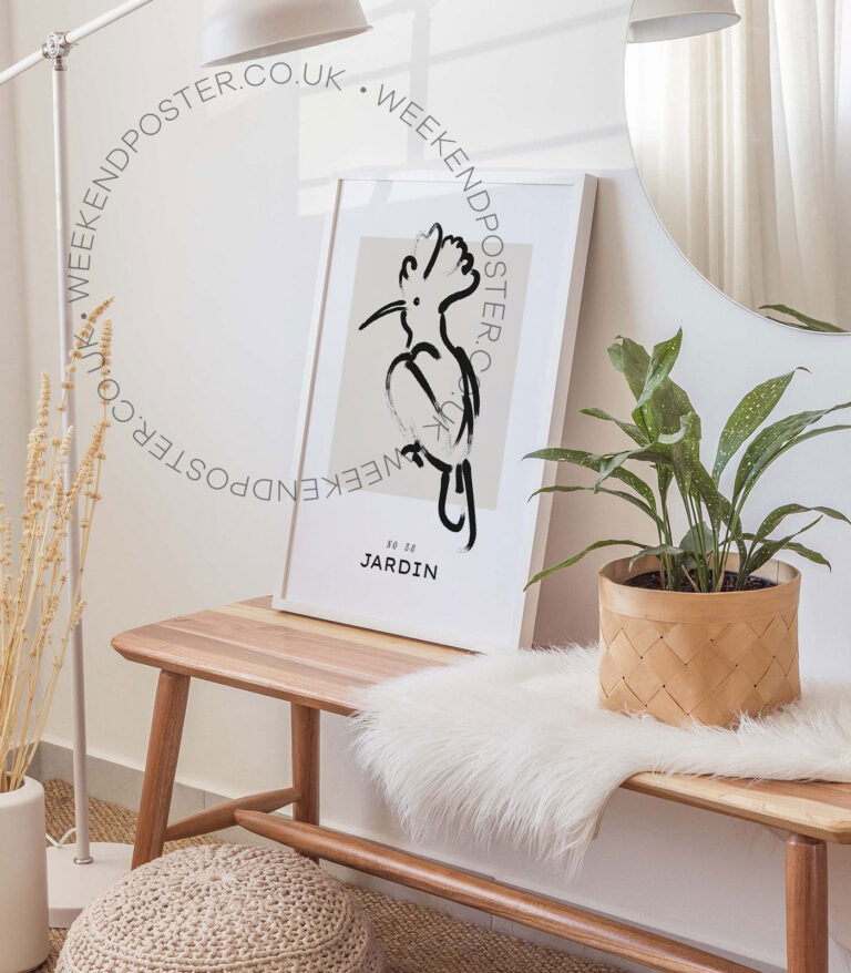 Parrot minimal black and white poster