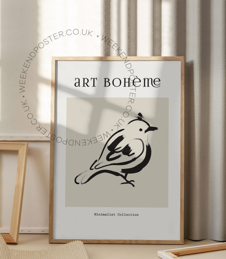 Bird minimal black and white poster