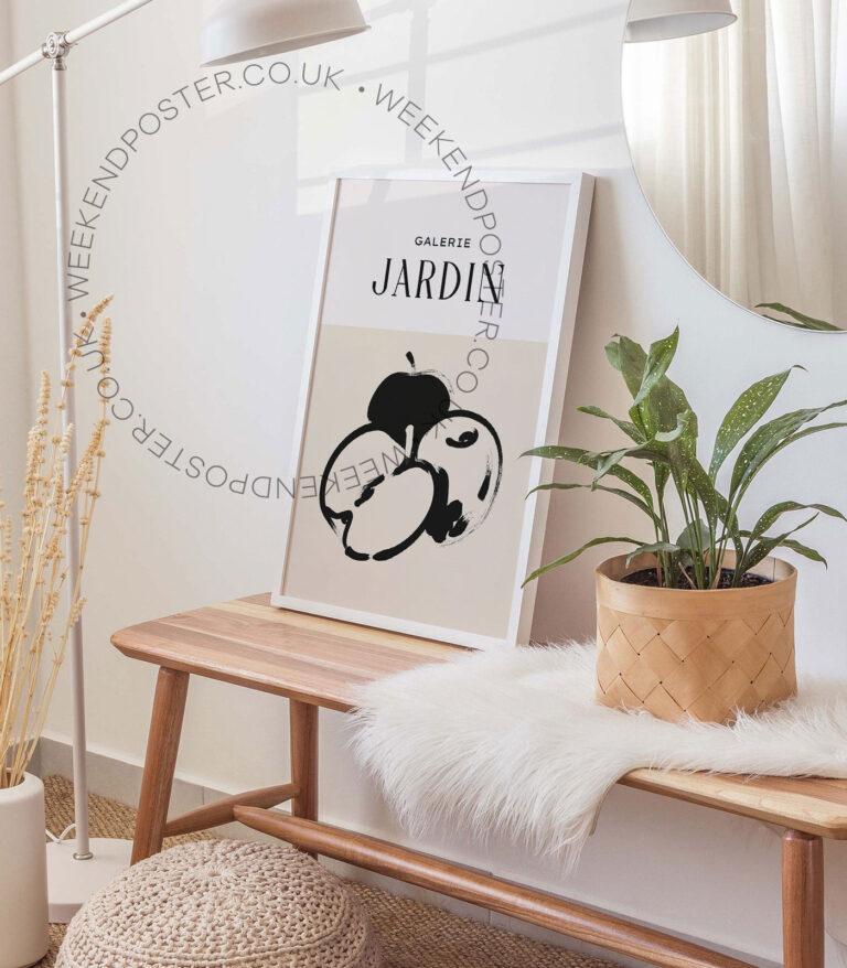 Apple minimal black and white poster