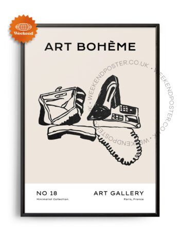 Art Boheme Paris minimal black and white poster