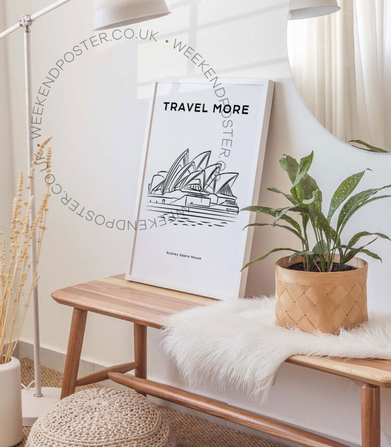 Sydney Opera House minimal black and white poster