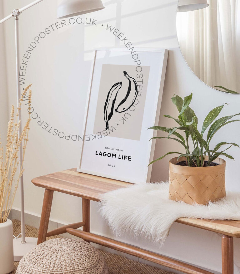 Boho Banana minimal black and white poster
