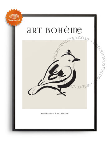 Bird minimal black and white poster