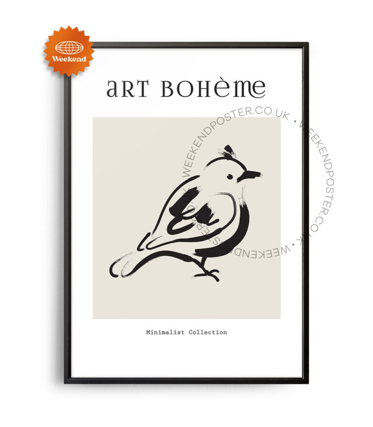 Bird minimal black and white poster