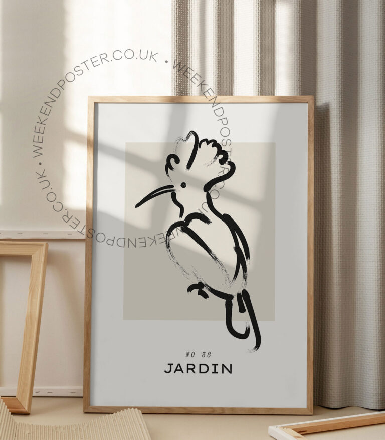 Parrot minimal black and white poster