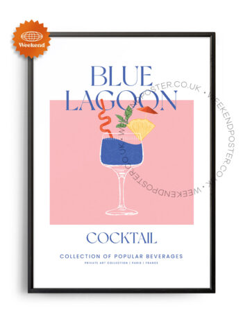 Blue Lagoon colorful cocktail poster