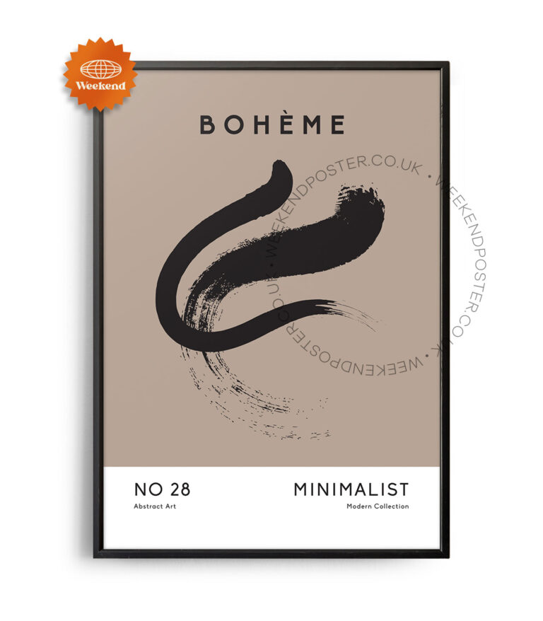 Boheme minimal black and white poster
