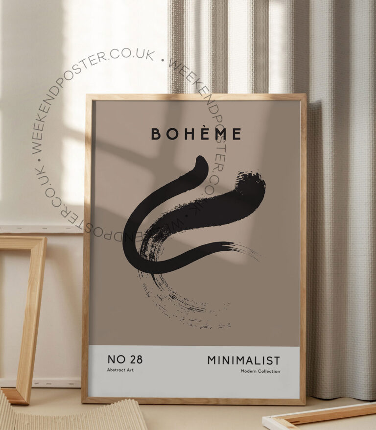 Boheme minimal black and white poster