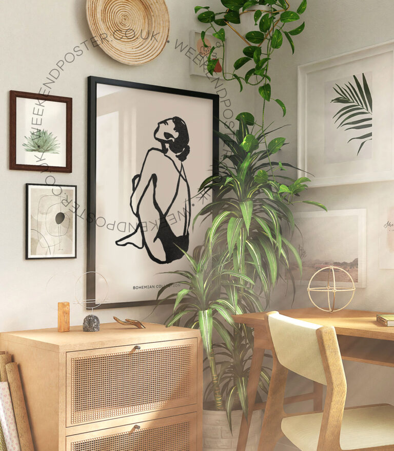 Boheme Woman minimal black and white poster