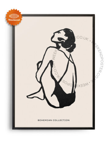 Boheme Woman minimal black and white poster