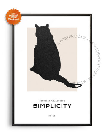 Bohemian Cat minimal black and white poster