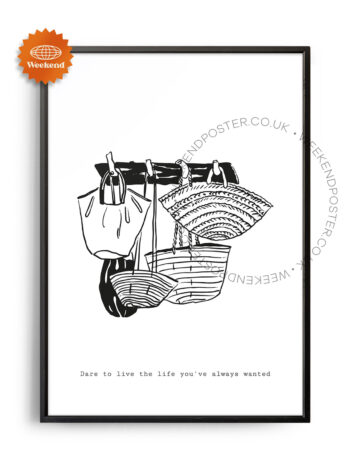 Boho Bags minimal black and white poster