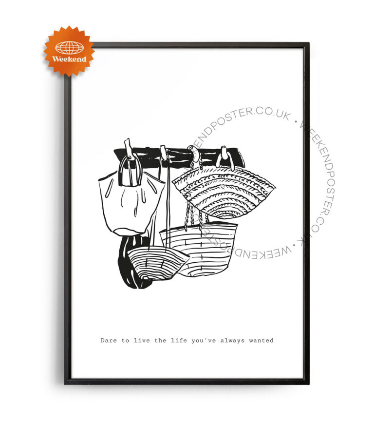 Boho Bags minimal black and white poster