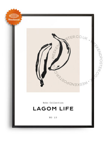 Boho Banana minimal black and white poster
