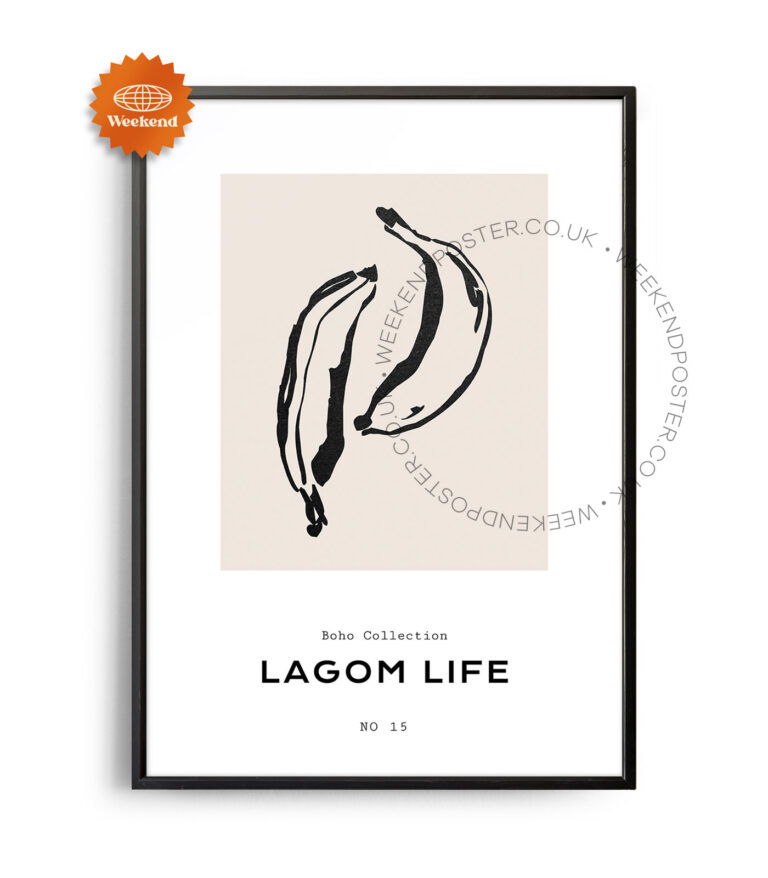 Boho Banana minimal black and white poster