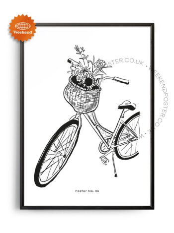 Boho Bike minimal black and white poster