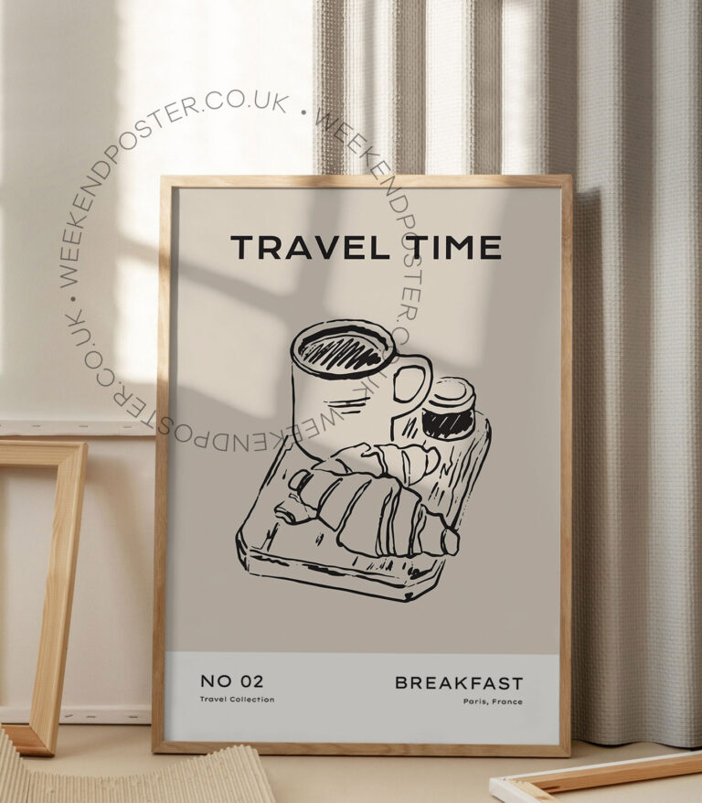 Breakfast minimal black and white poster