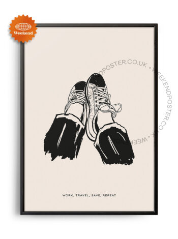 Boho Girl minimal black and white poster