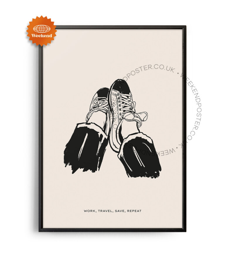 Boho Girl minimal black and white poster