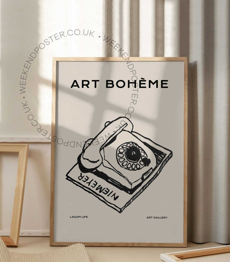 Vintage Telephone minimal black and white poster