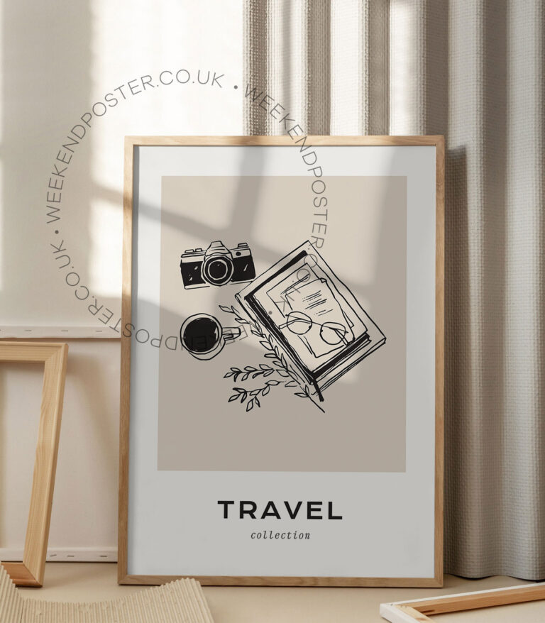 Retro Scene minimal black and white poster