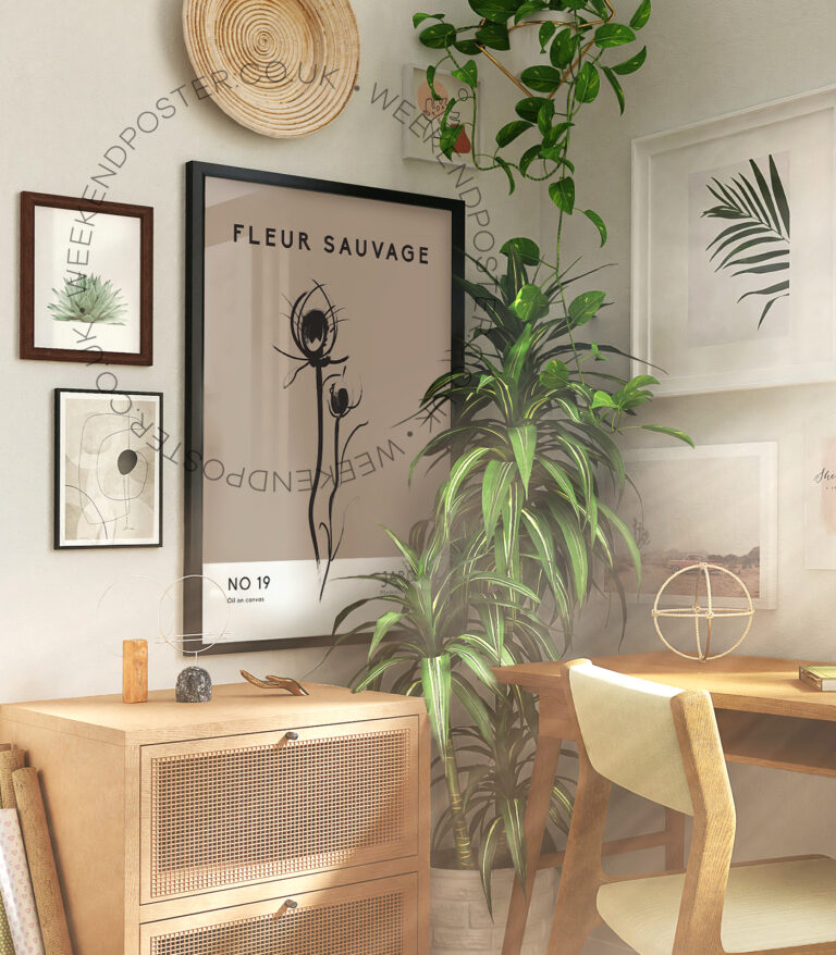 Fleur Sauvage minimal black and white poster