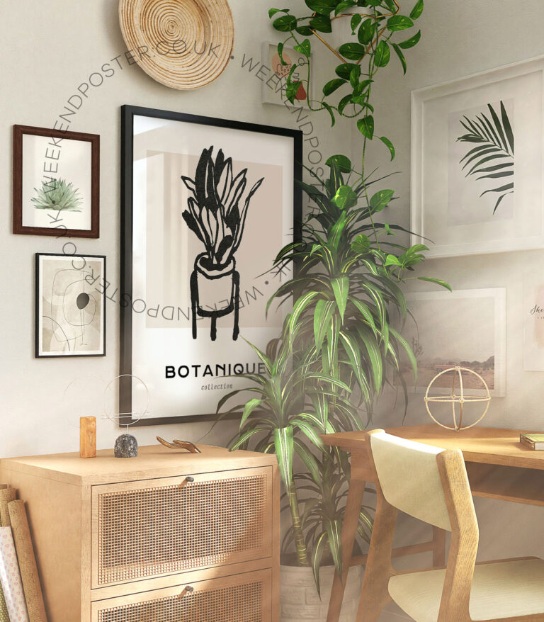 Botanique minimal black and white poster