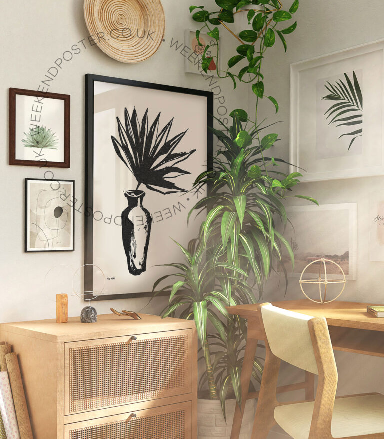 Plant minimal black and white poster