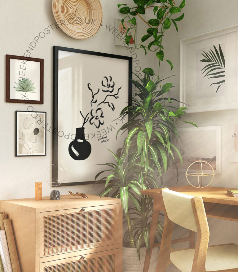 Botanique minimal black and white poster