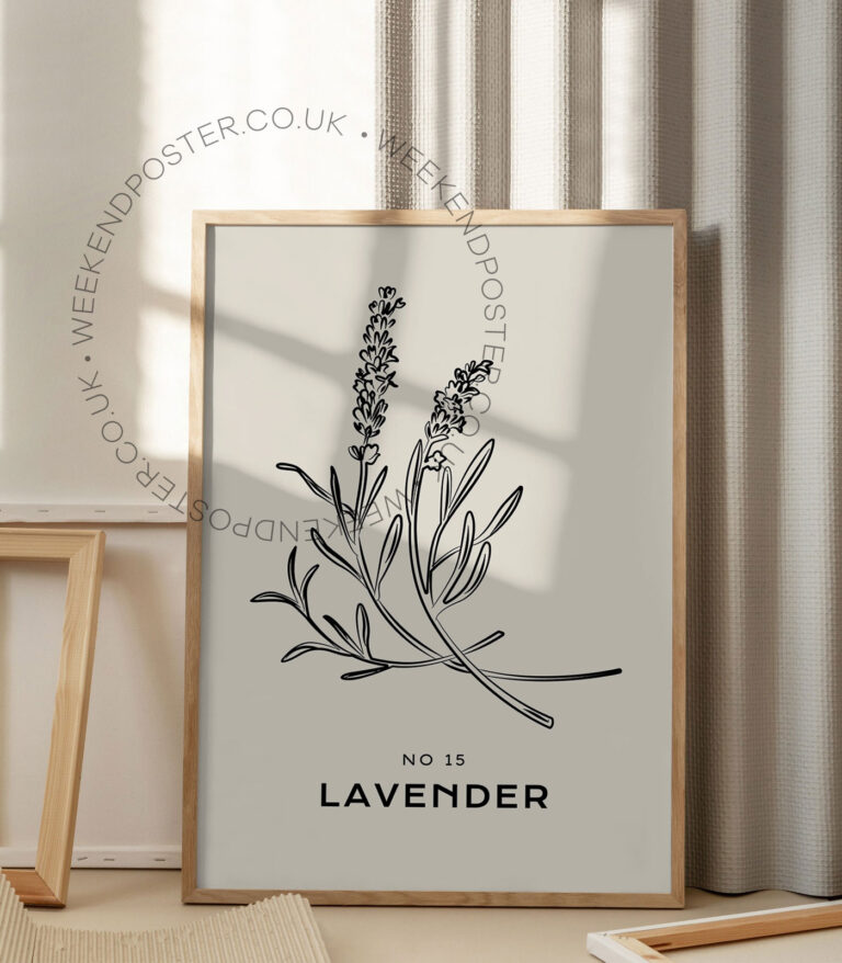 Lavender minimal black and white poster