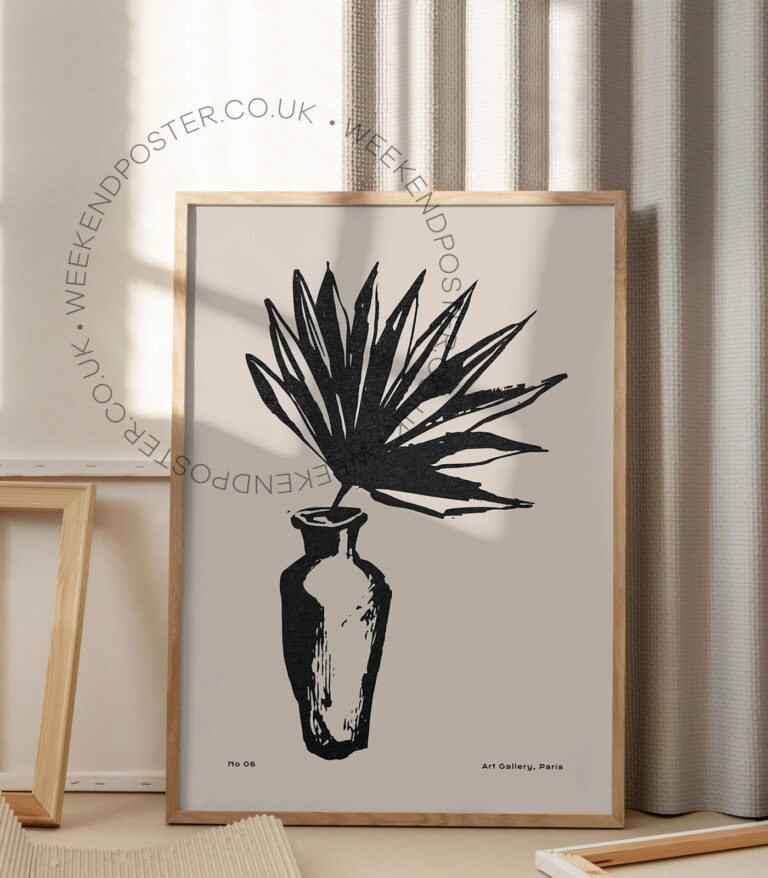 Plant minimal black and white poster