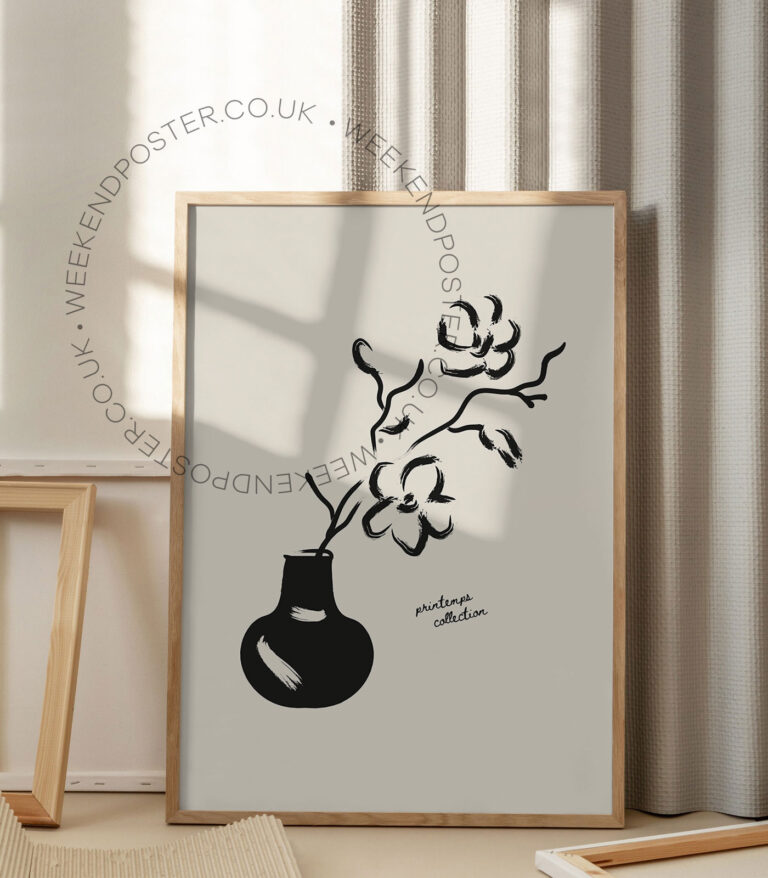 Botanique minimal black and white poster