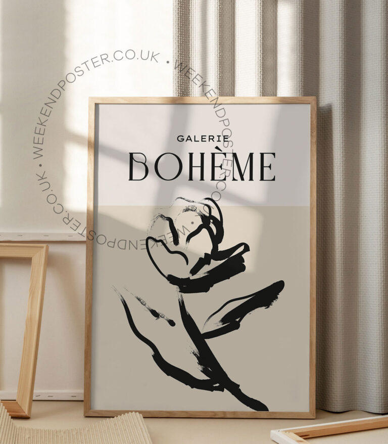 Galerie Boheme minimal black and white poster