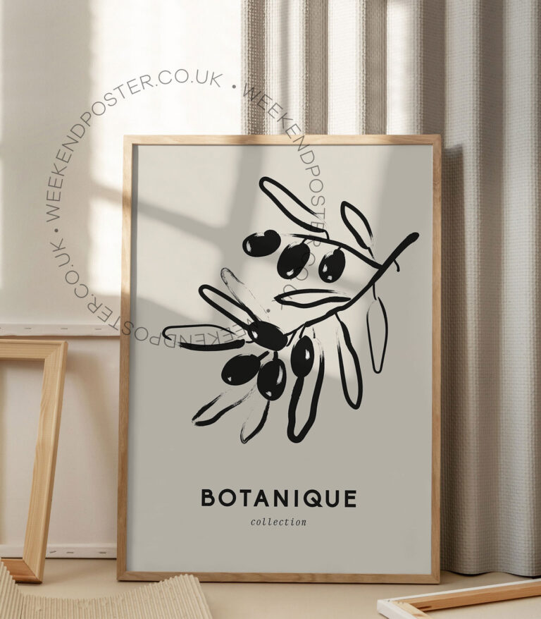 Olives minimal black and white poster