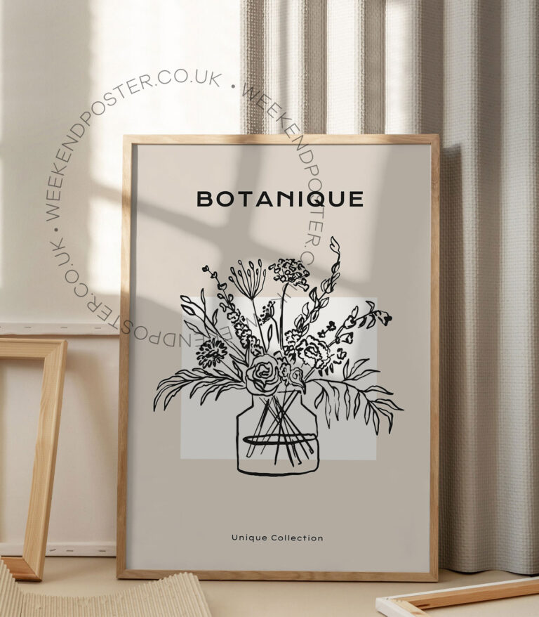 Botanique minimal black and white poster