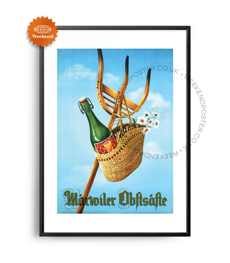 Bottle In A Basket vintage poster