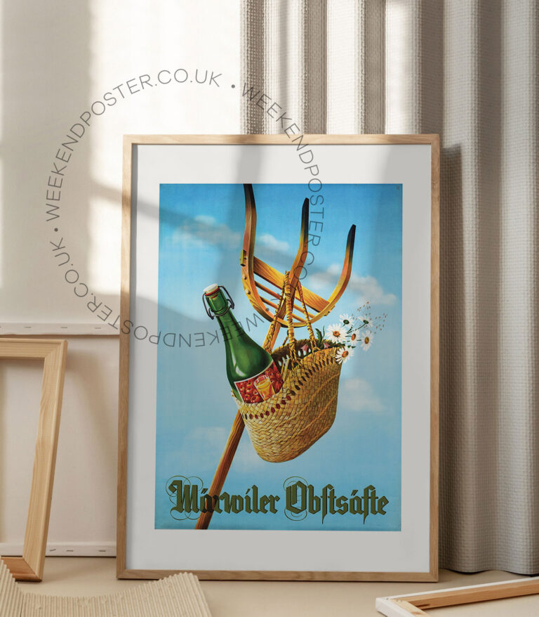 Bottle In A Basket vintage poster