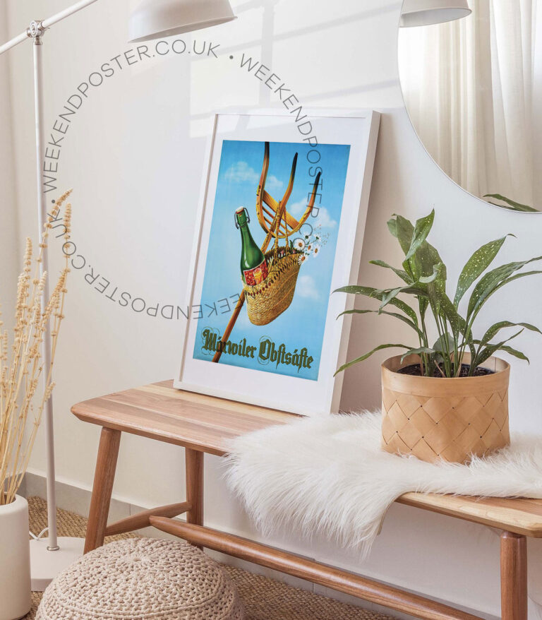 Bottle In A Basket vintage poster