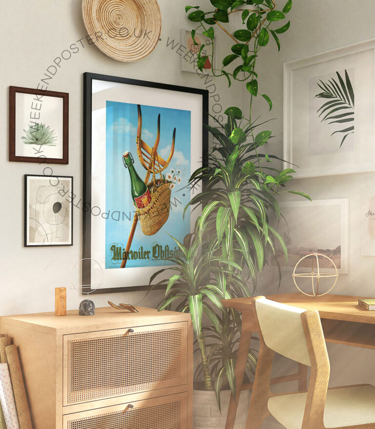 Bottle In A Basket vintage poster