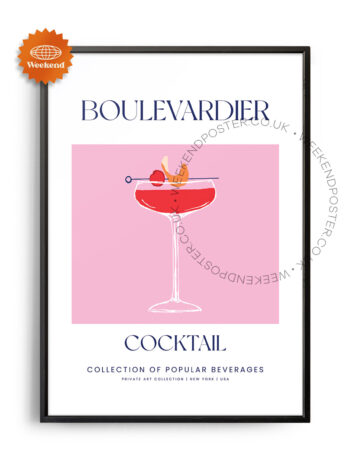 Boulevardier colorful cocktail poster