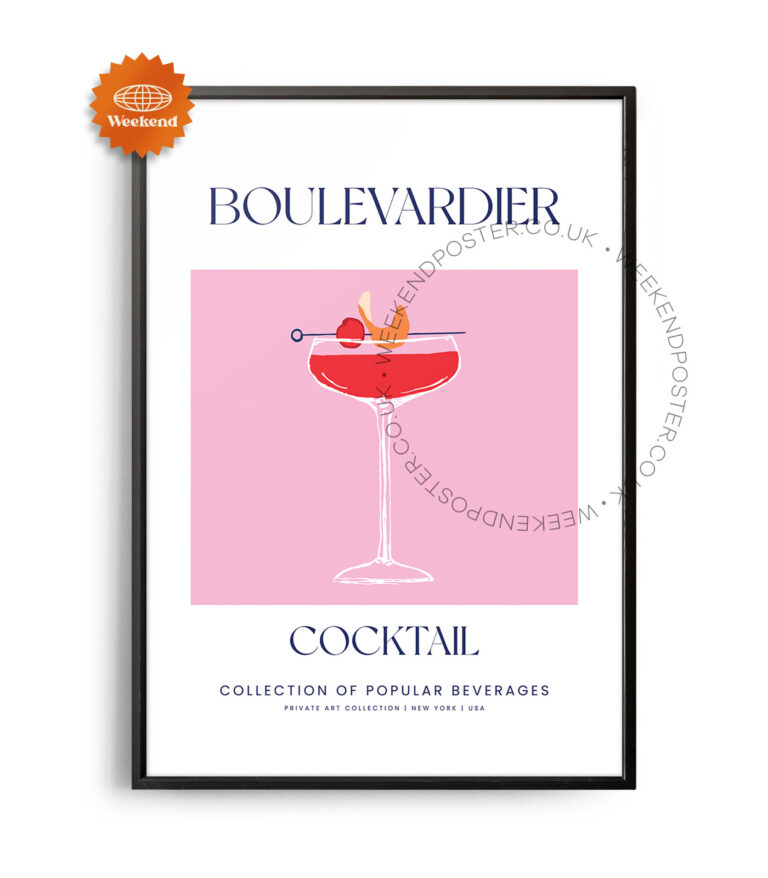 Boulevardier colorful cocktail poster
