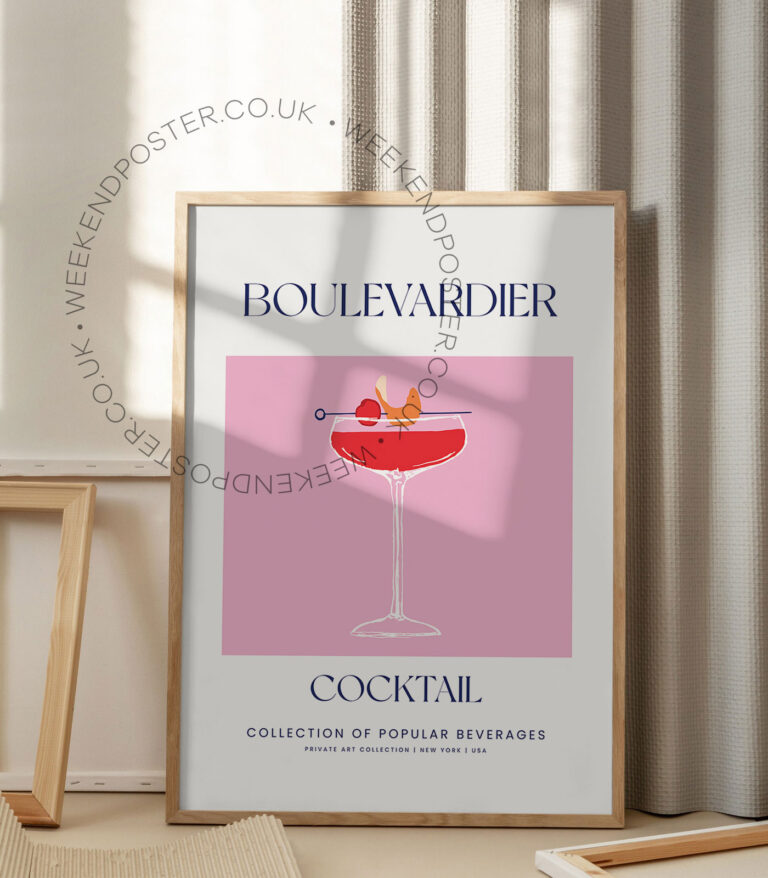 Boulevardier colorful cocktail poster
