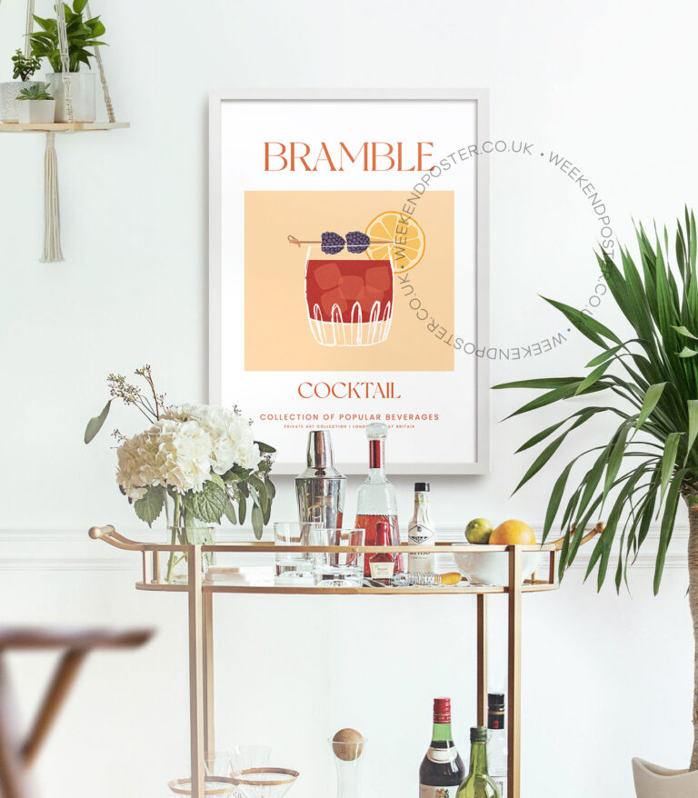 Bramble colorful cocktail poster