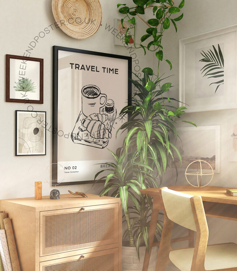 Breakfast minimal black and white poster