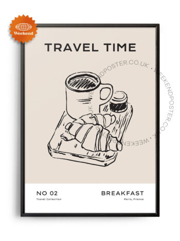 Breakfast minimal black and white poster