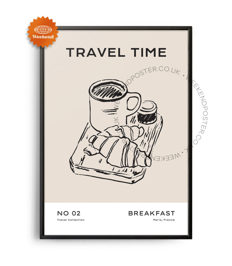 Breakfast minimal black and white poster