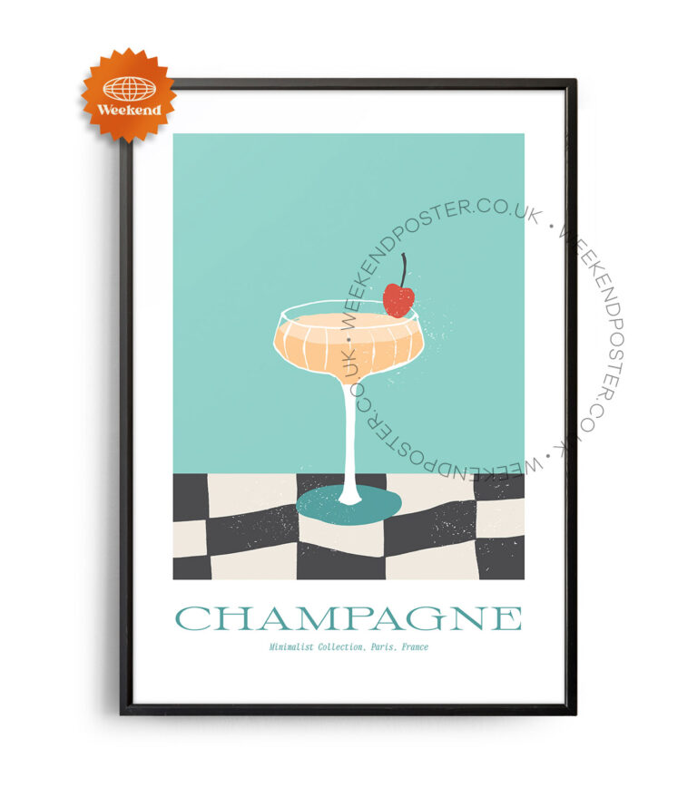 Champagne colorful cocktail poster