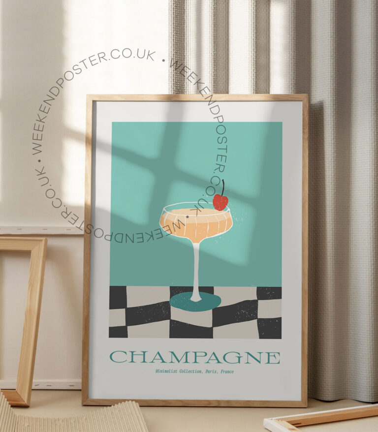 Champagne colorful cocktail poster
