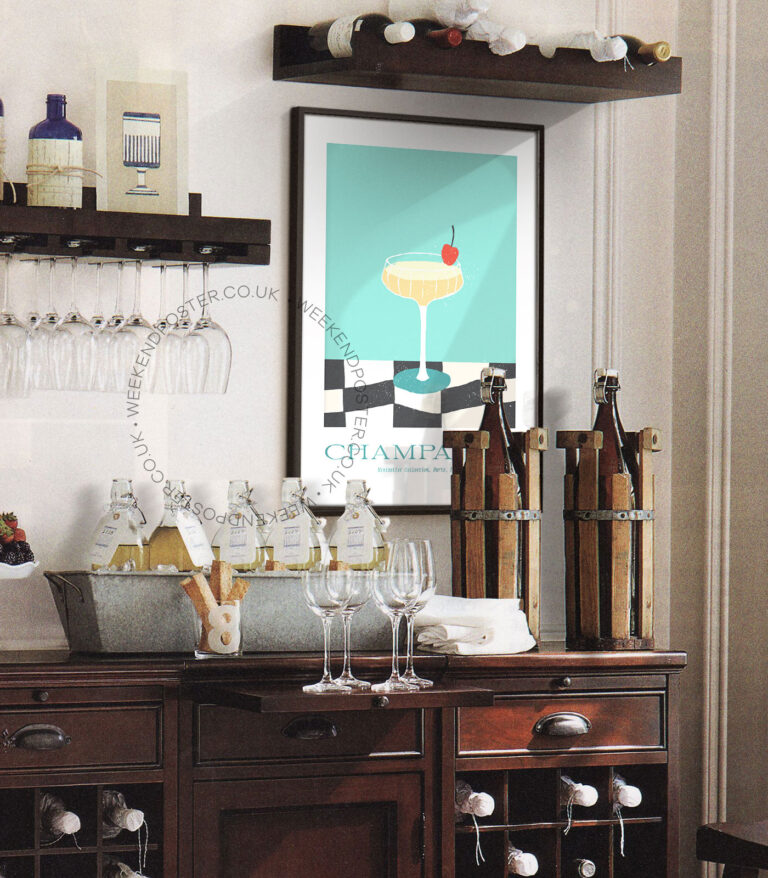 Champagne colorful cocktail poster